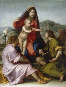 Madonna della Scala, anno 1522-1523, tecnica ad olio su tavola, 177 x 135 cm., Museo del Prado, Madrid.